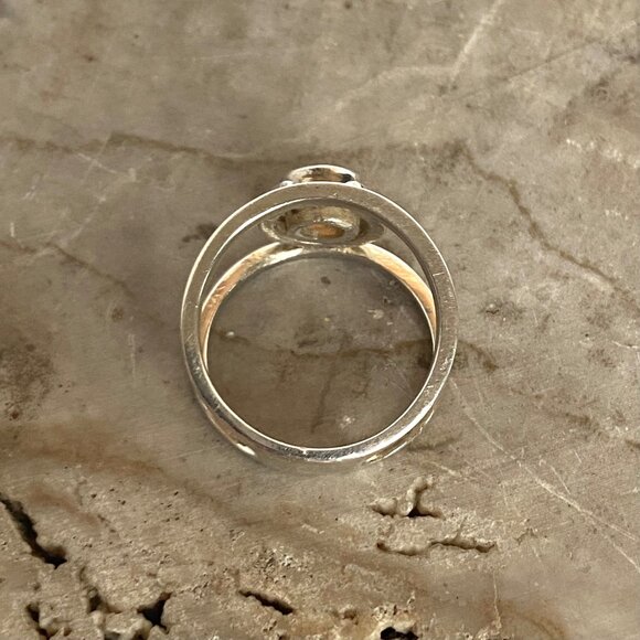 Sterling Silver 925 Round Faceted Citrine Gemstone Horseshoe Ring Sz 6.5 - Picture 12 of 16
